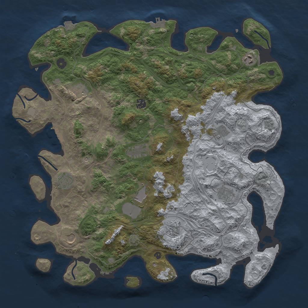 Rust Map: Procedural Map, Size: 4500, Seed: 1955880977, 19 Monuments