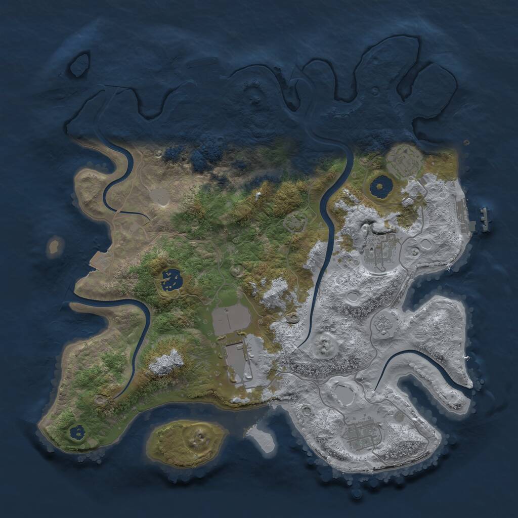 Rust Map: Procedural Map, Size: 3500, Seed: 140612942, 10 Monuments