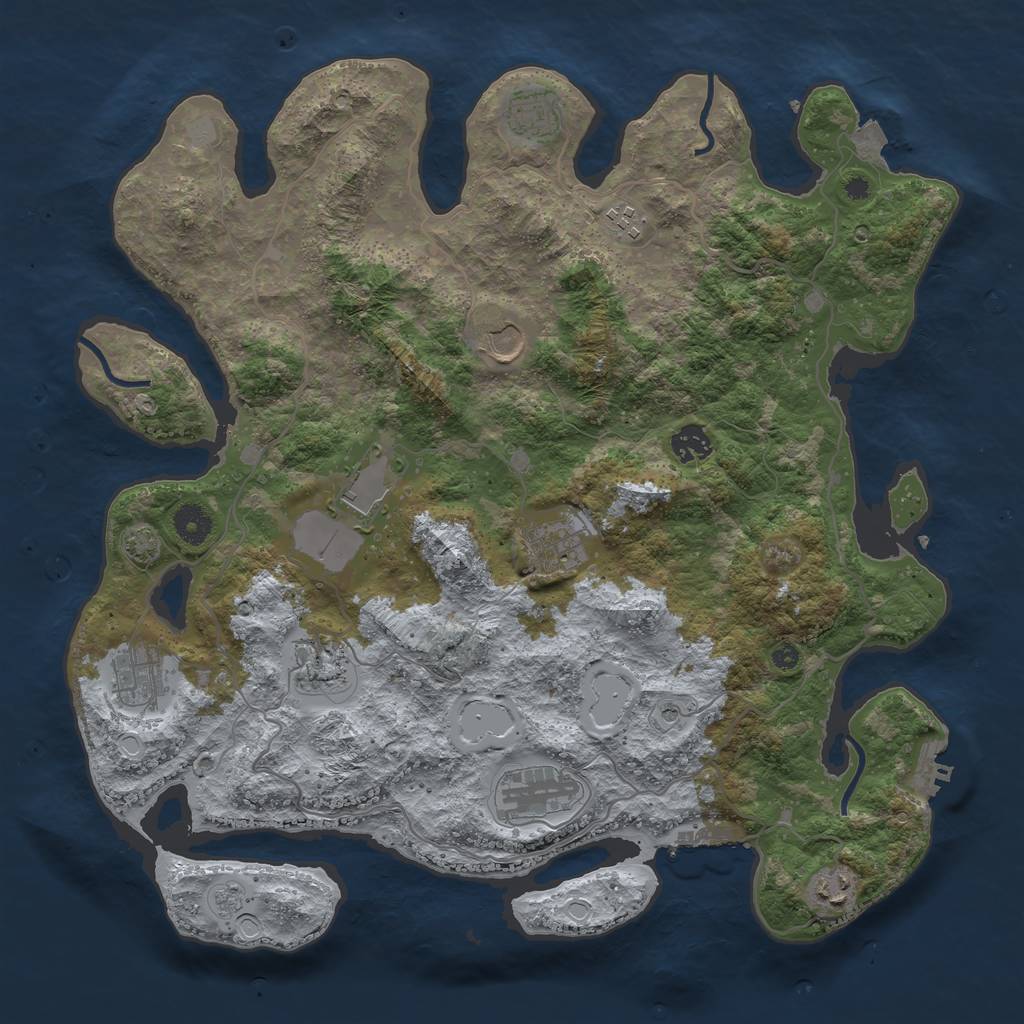 Rust Map: Procedural Map, Size: 4000, Seed: 11745, 18 Monuments