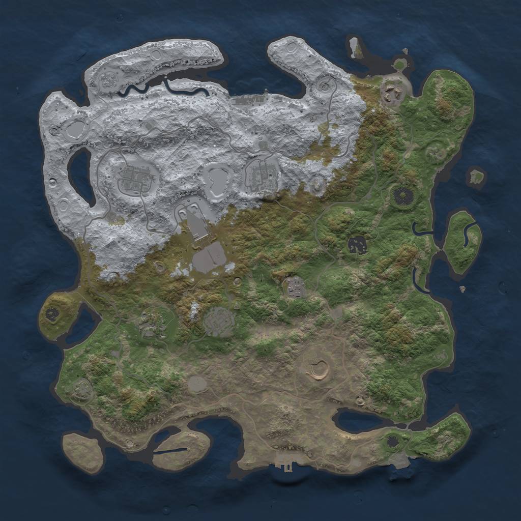 Rust Map: Procedural Map, Size: 4000, Seed: 55243, 17 Monuments