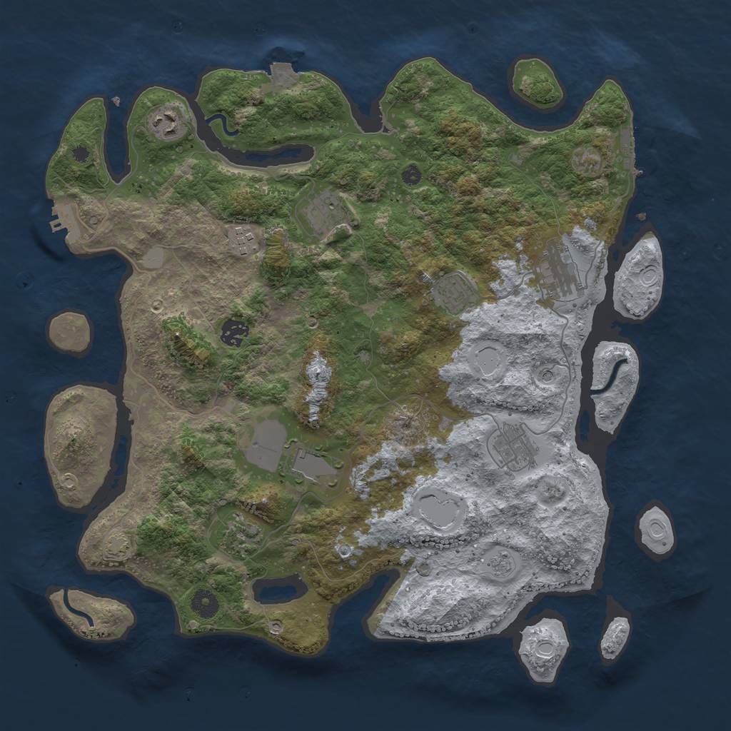 Rust Map: Procedural Map, Size: 3950, Seed: 9844749, 17 Monuments