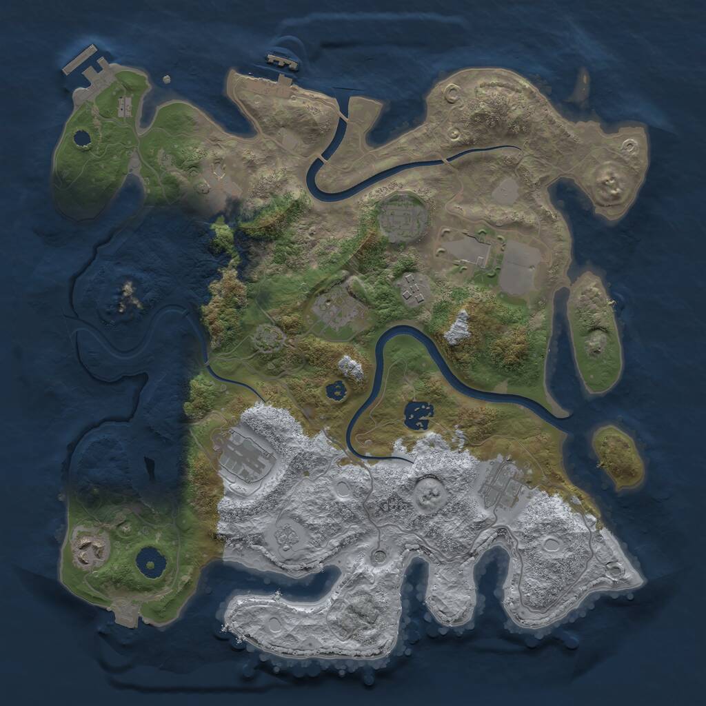 Rust Map: Procedural Map, Size: 3550, Seed: 73961338, 15 Monuments