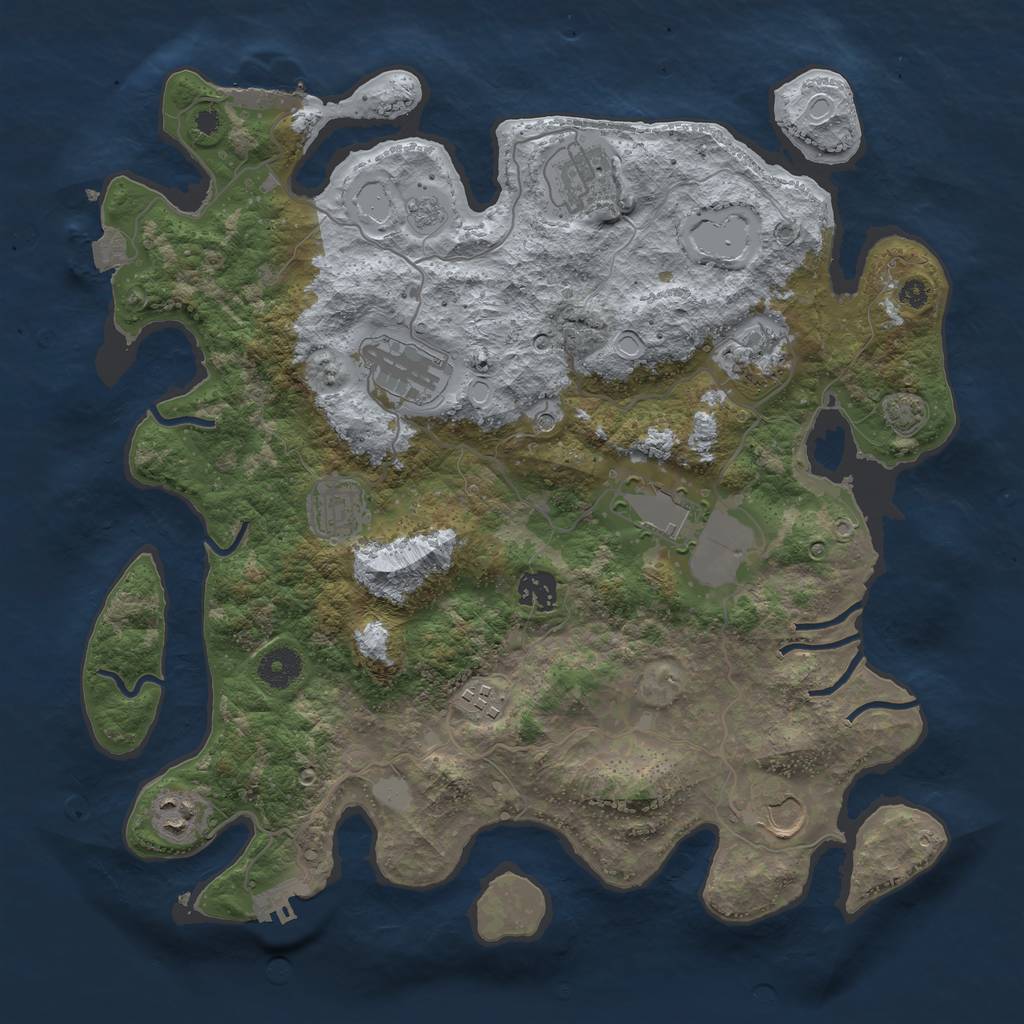 Rust Map: Procedural Map, Size: 3750, Seed: 1008991488, 17 Monuments