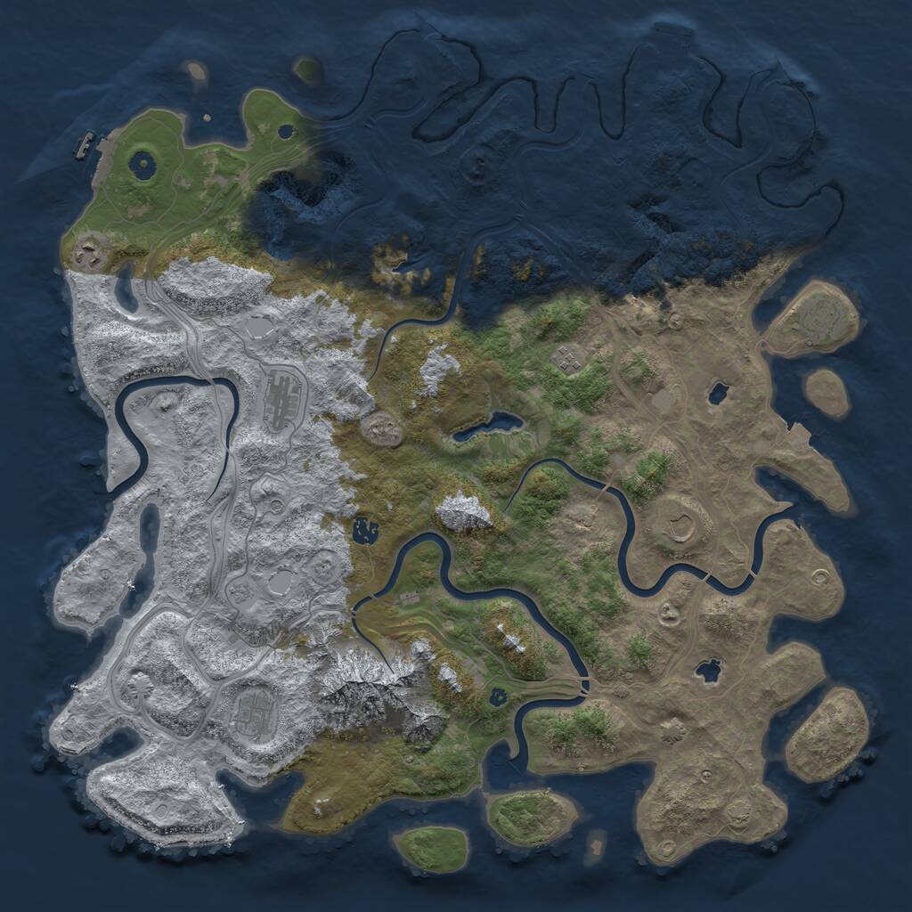 Rust Map: Procedural Map, Size: 5000, Seed: 666666666, 13 Monuments