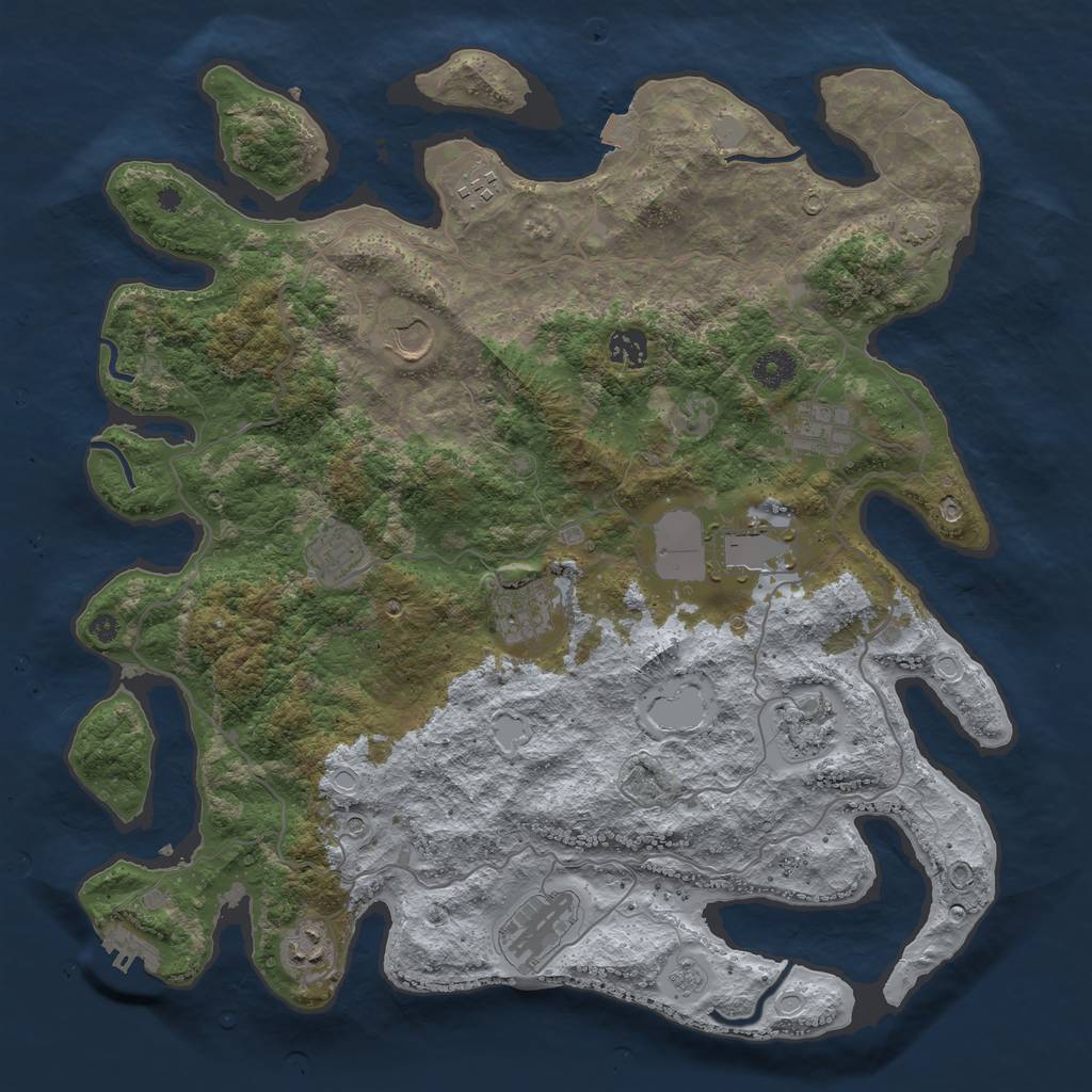 Rust Map: Procedural Map, Size: 4000, Seed: 32983426, 17 Monuments