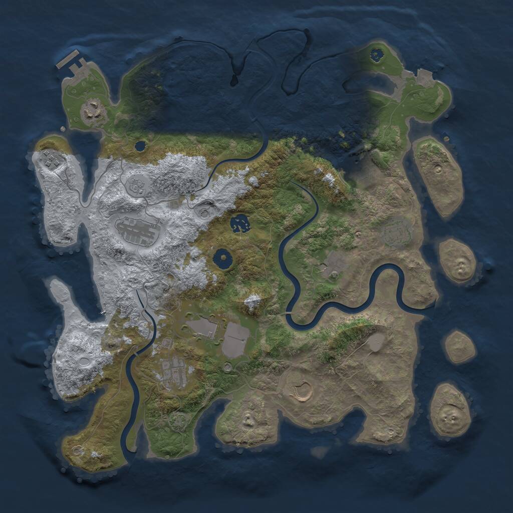 Rust Map: Procedural Map, Size: 3950, Seed: 74799355, 15 Monuments