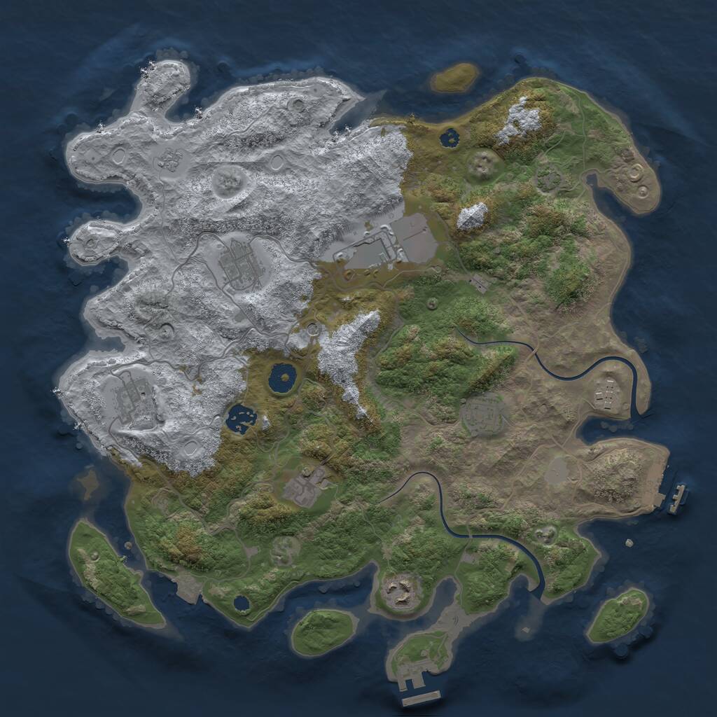 Rust Map: Procedural Map, Size: 3750, Seed: 10109227, 14 Monuments