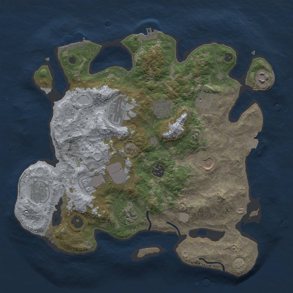 Rust Map: Procedural Map, Size: 3550, Seed: 12714902, 16 Monuments