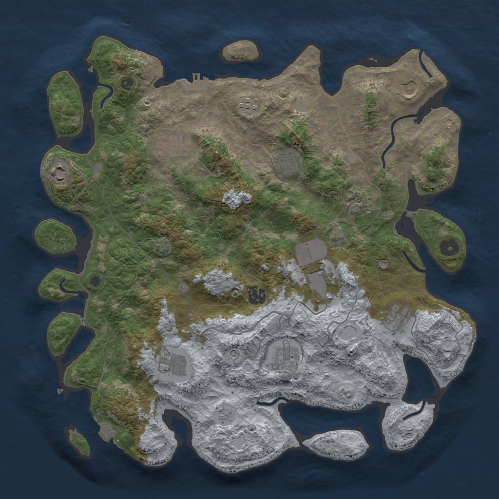 Rust Map: Procedural Map, Size: 4100, Seed: 32087038, 18 Monuments