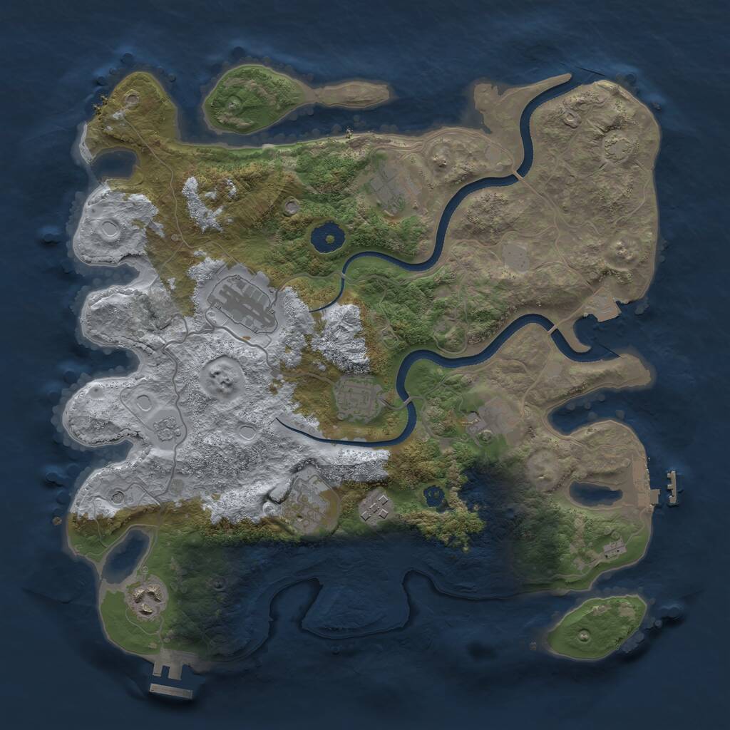 Rust Map: Procedural Map, Size: 3450, Seed: 50877781, 13 Monuments