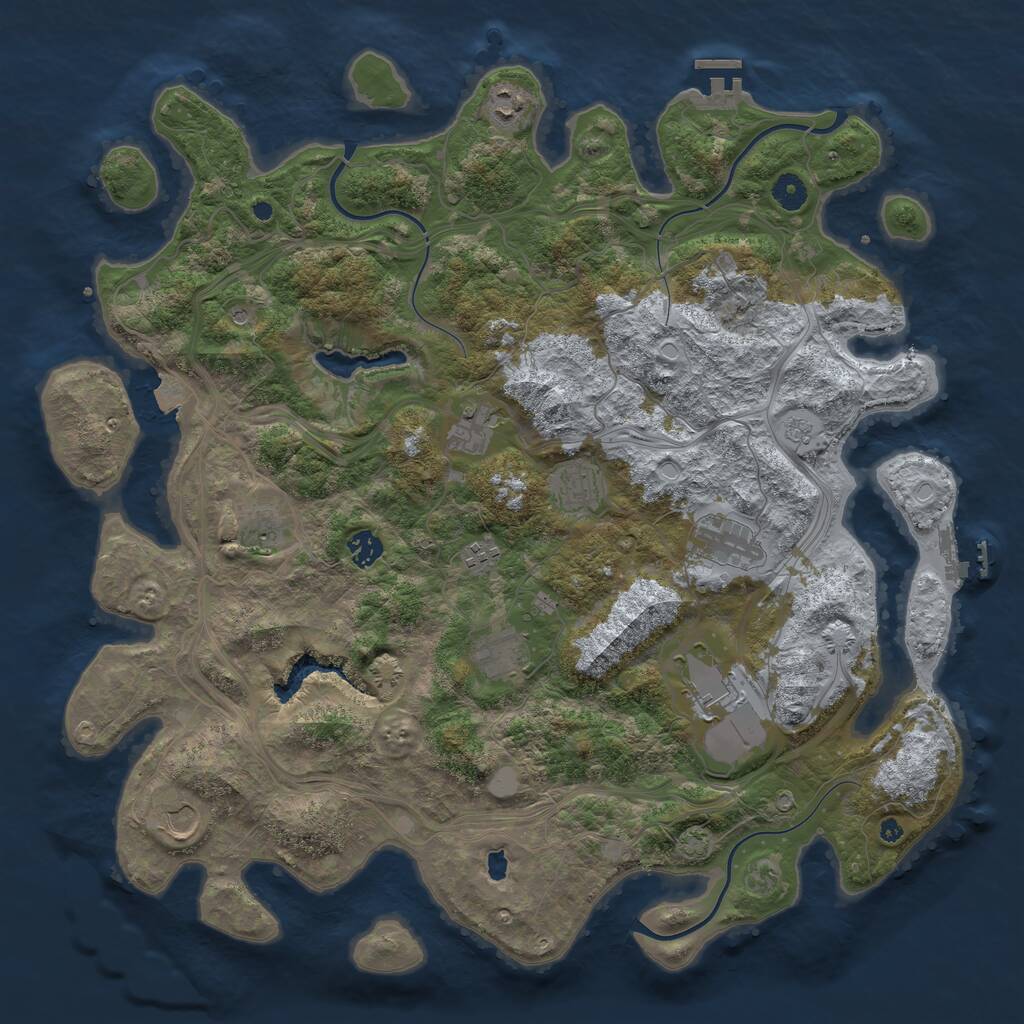 Rust Map: Procedural Map, Size: 4400, Seed: 21249186, 16 Monuments