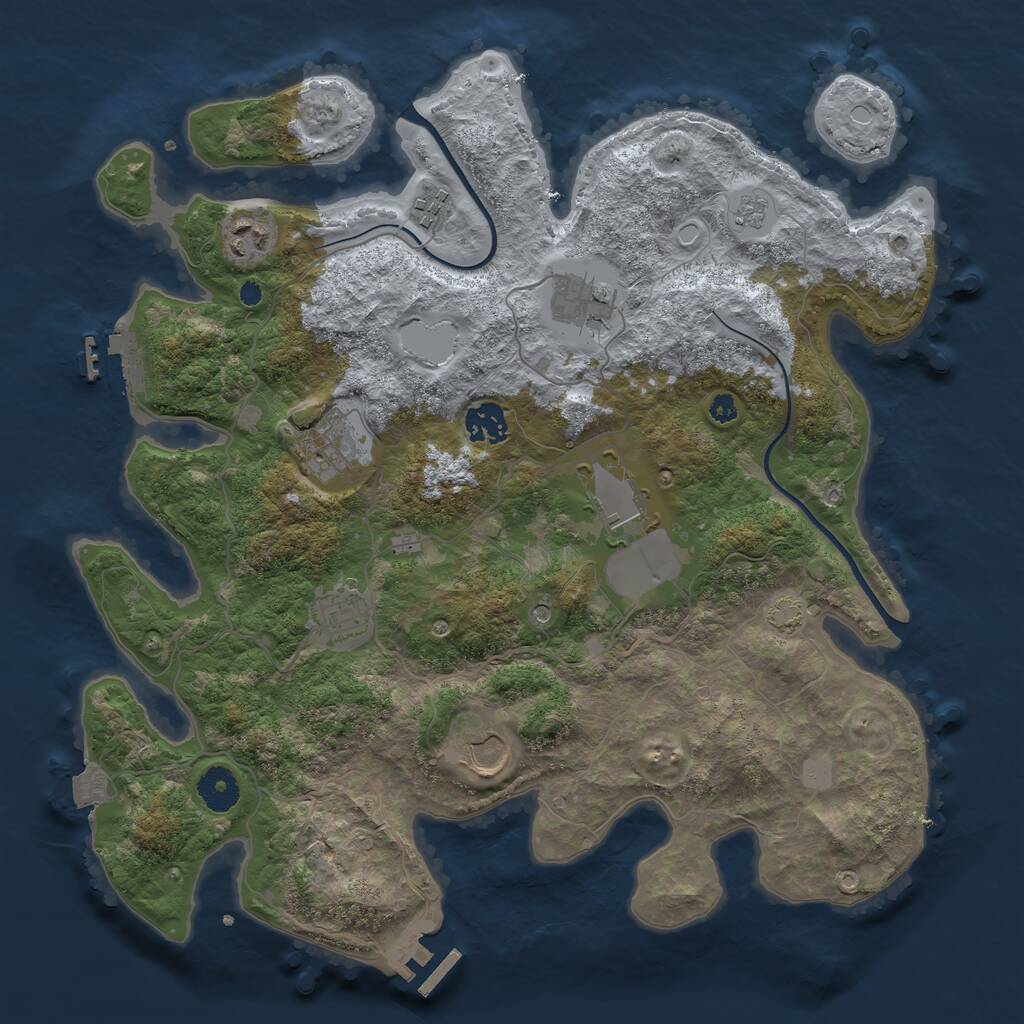 Rust Map: Procedural Map, Size: 3650, Seed: 24859494, 14 Monuments