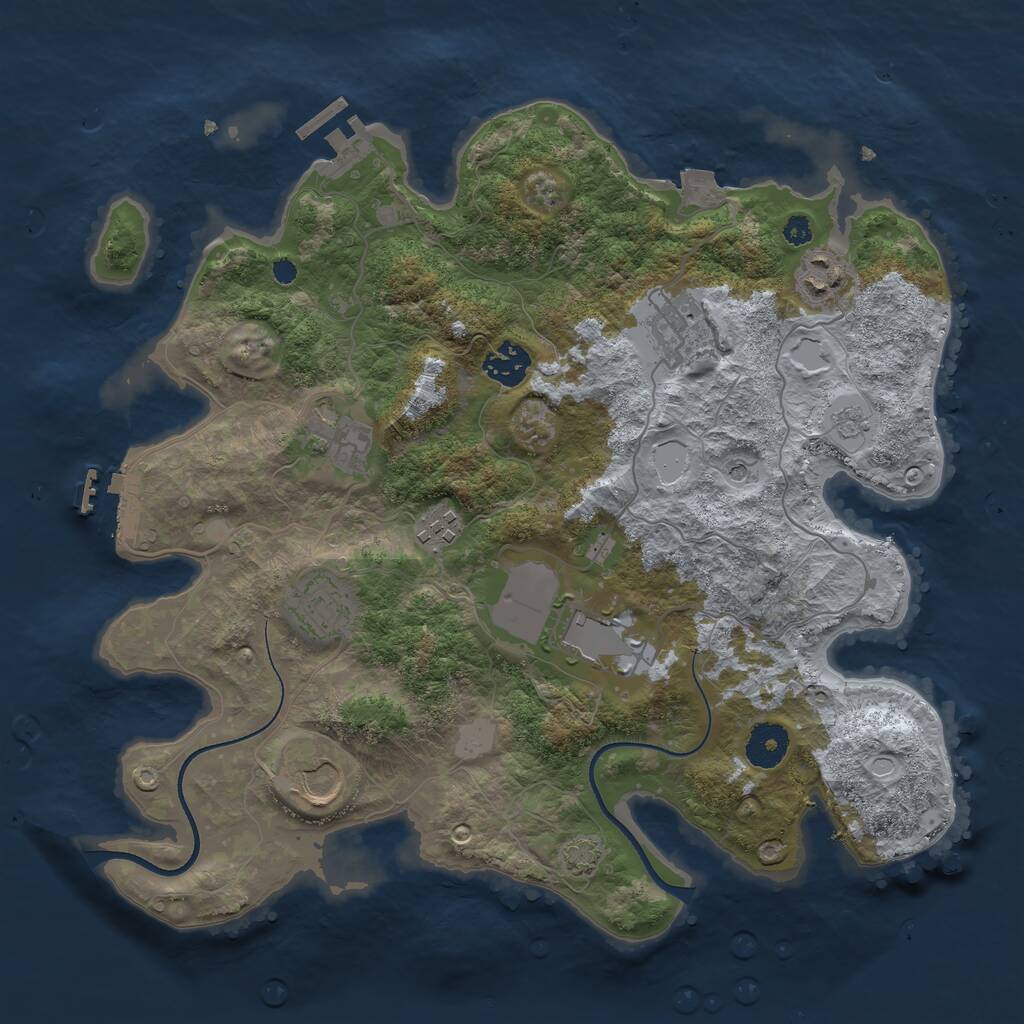 Rust Map: Procedural Map, Size: 3500, Seed: 694406076, 14 Monuments
