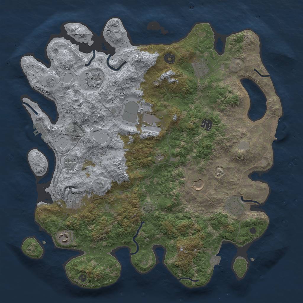 Rust Map: Procedural Map, Size: 3950, Seed: 40066761, 17 Monuments