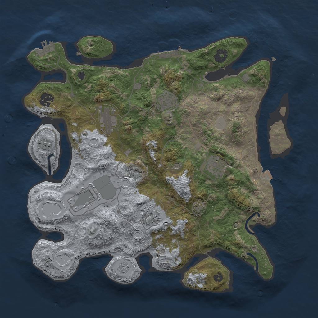 Rust Map: Procedural Map, Size: 3500, Seed: 71005048, 15 Monuments