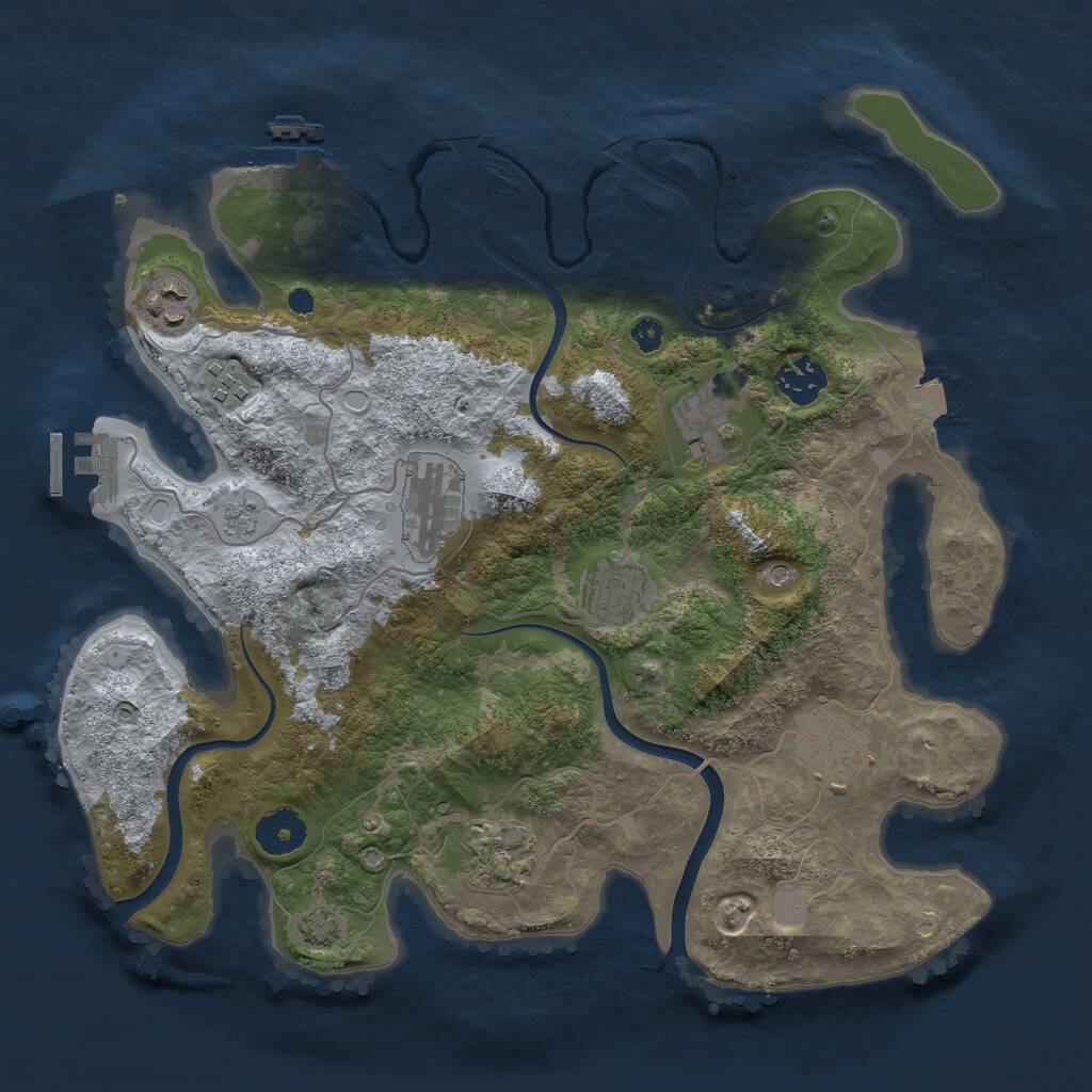 Rust Map: Procedural Map, Size: 3450, Seed: 19574253, 14 Monuments