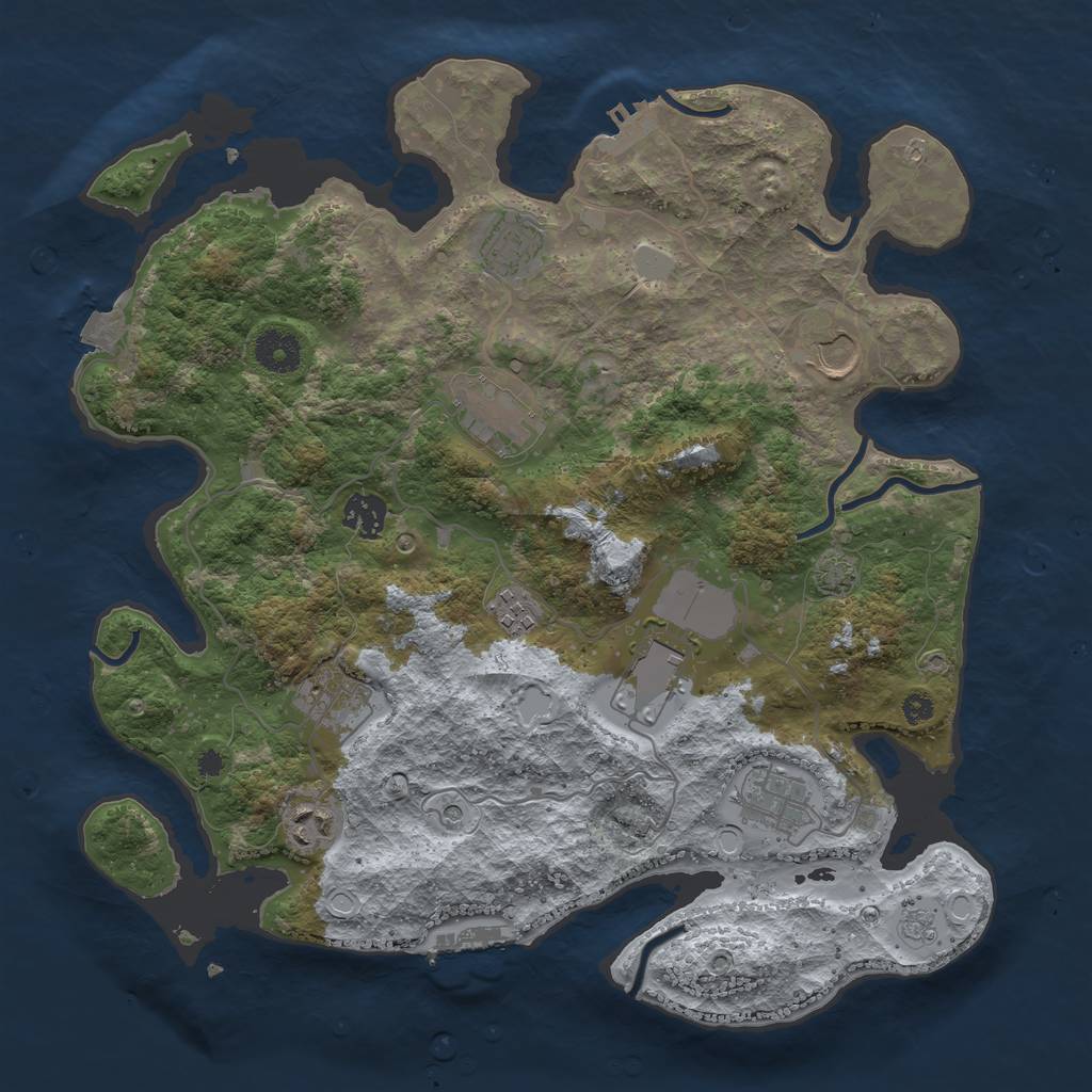 Rust Map: Procedural Map, Size: 3650, Seed: 16627000, 17 Monuments