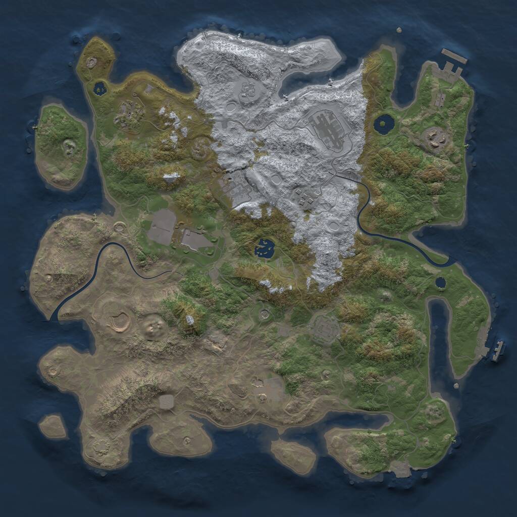 Rust Map: Procedural Map, Size: 3900, Seed: 85185683, 16 Monuments