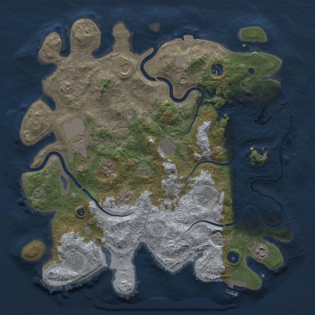 Rust Map: Procedural Map, Size: 3950, Seed: 82441810, 14 Monuments