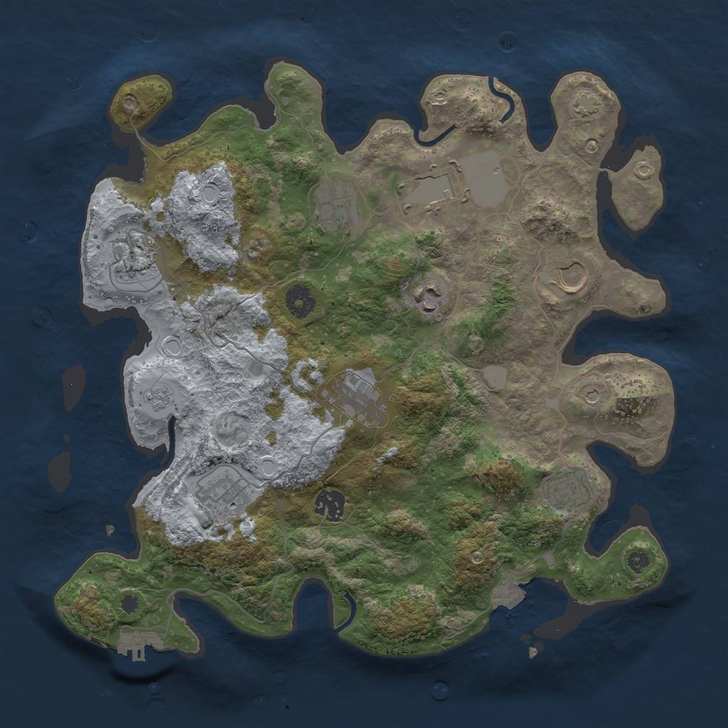 Rust Map: Procedural Map, Size: 3500, Seed: 423642423, 16 Monuments