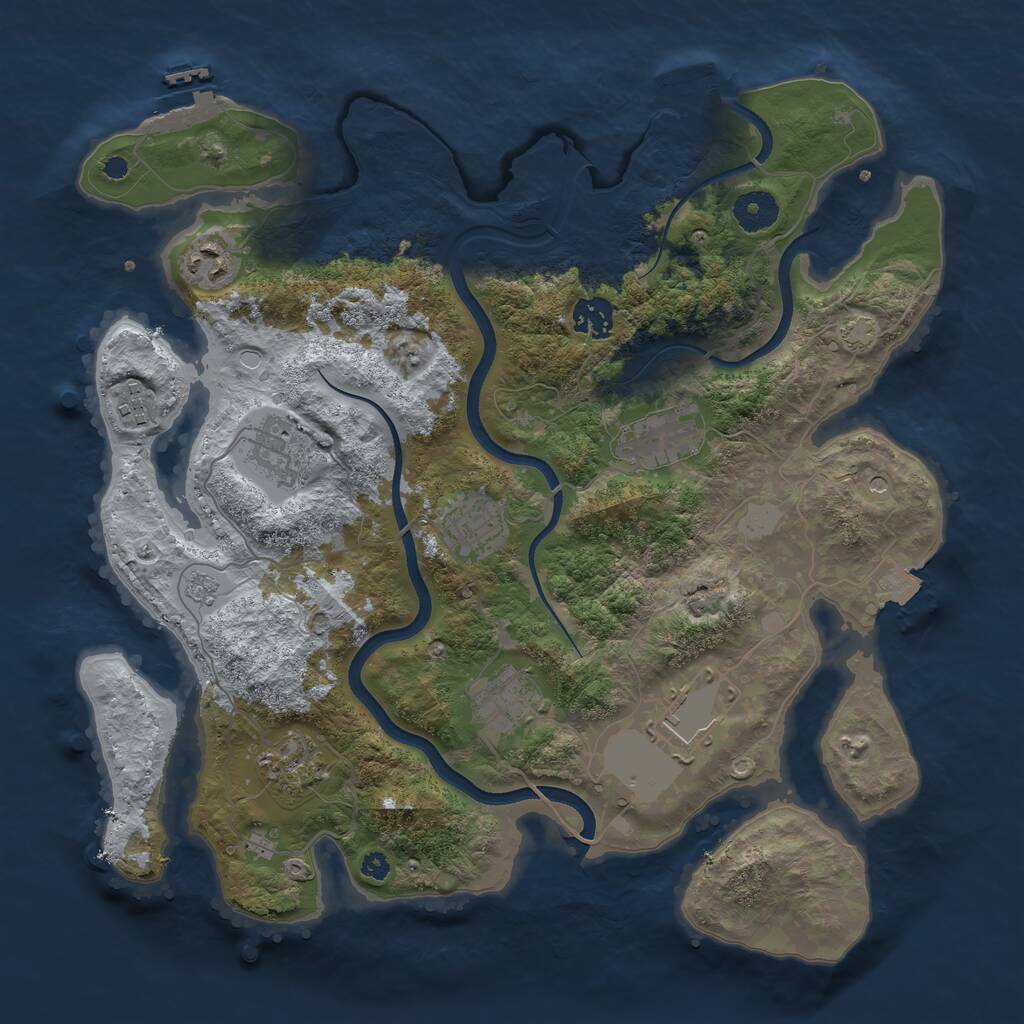 Rust Map: Procedural Map, Size: 3650, Seed: 68689542, 15 Monuments