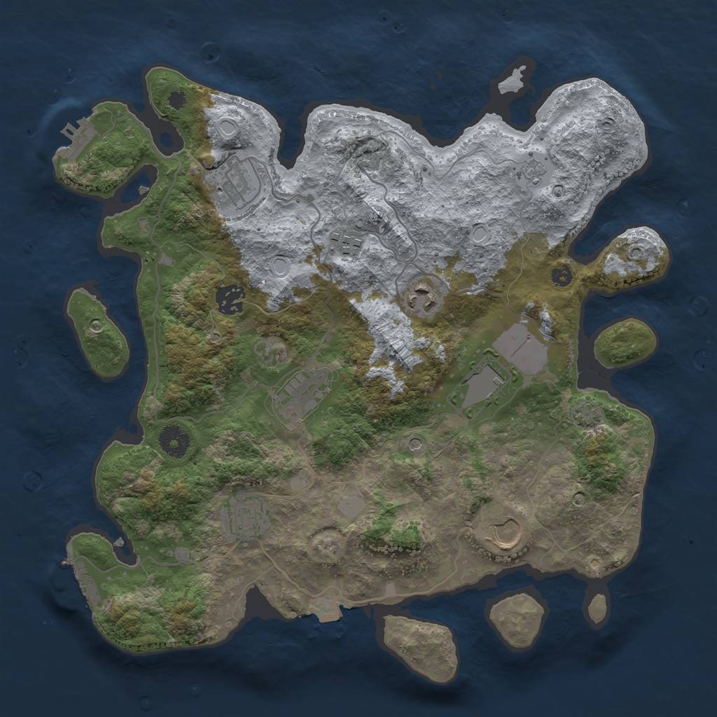 Rust Map: Procedural Map, Size: 3500, Seed: 91258019, 16 Monuments