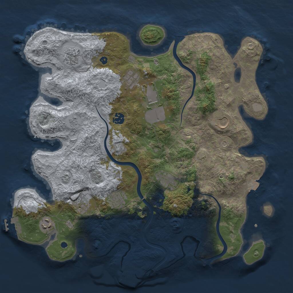 Rust Map: Procedural Map, Size: 3800, Seed: 23614950, 16 Monuments