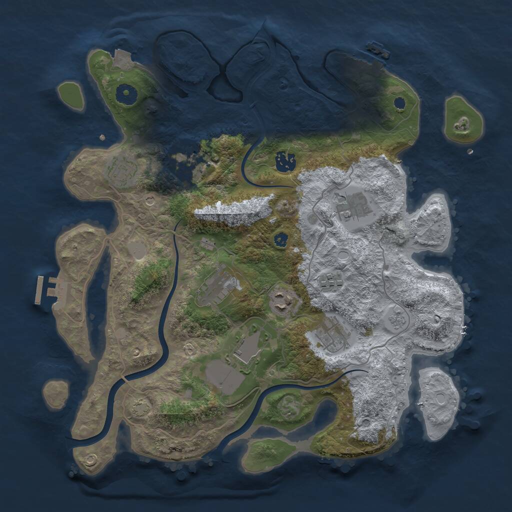 Rust Map: Procedural Map, Size: 3600, Seed: 80539148, 15 Monuments