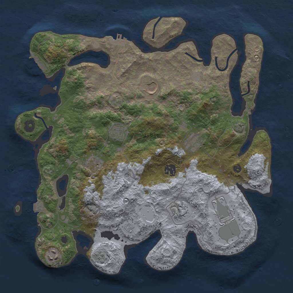 Rust Map: Procedural Map, Size: 3650, Seed: 1936478, 17 Monuments