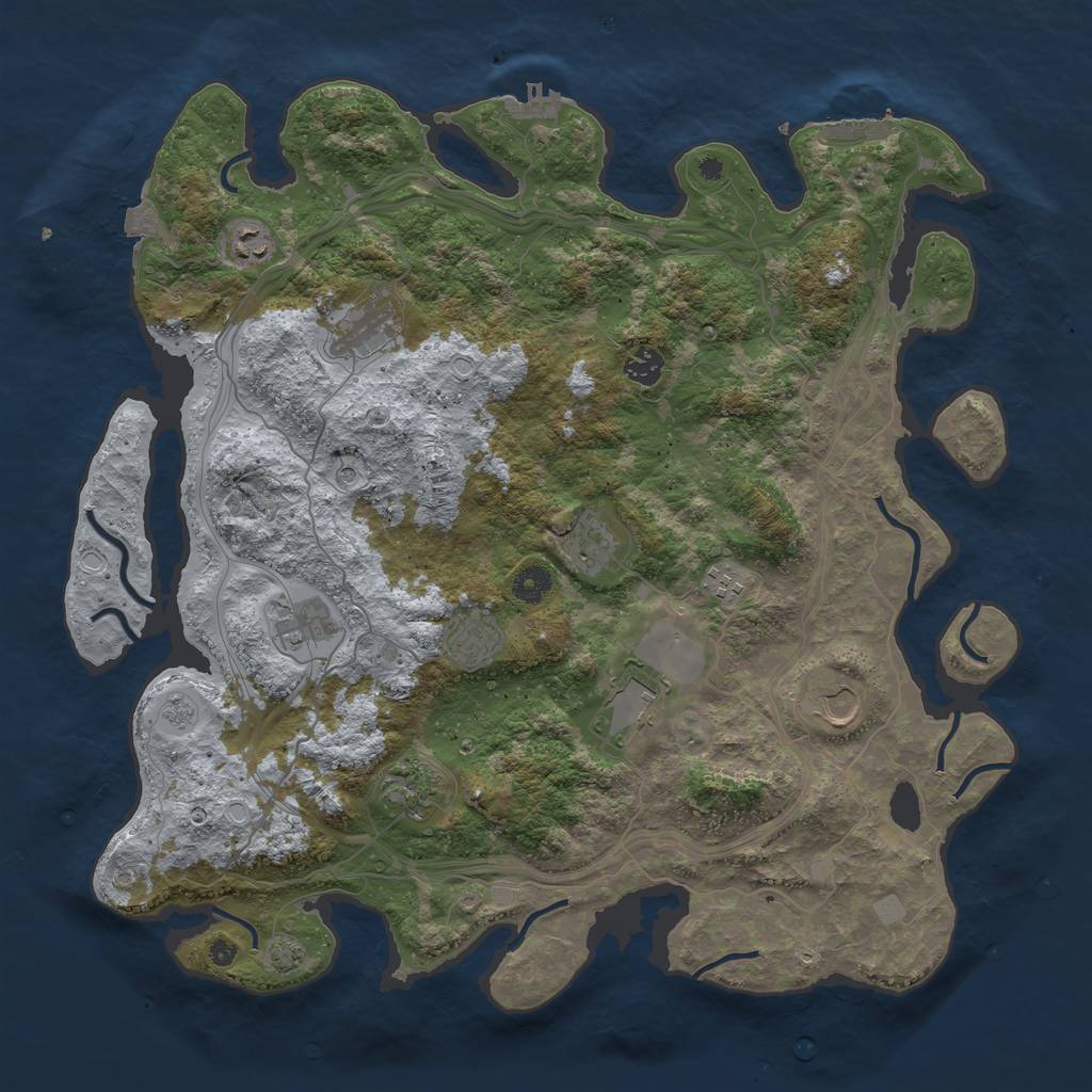 Rust Map: Procedural Map, Size: 4300, Seed: 46653773, 18 Monuments
