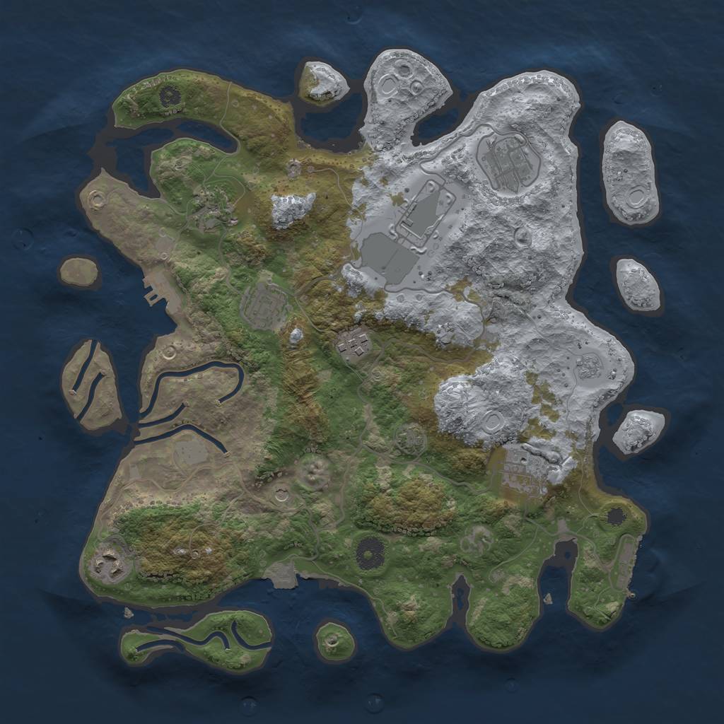 Rust Map: Procedural Map, Size: 3500, Seed: 707686693, 15 Monuments