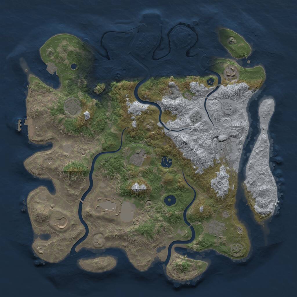 Rust Map: Procedural Map, Size: 3950, Seed: 24521150, 15 Monuments