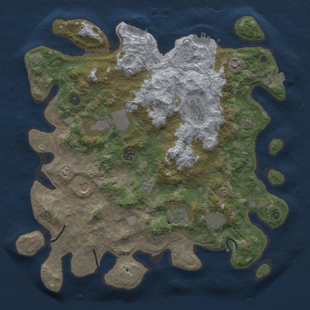 Rust Map: Procedural Map, Size: 4000, Seed: 2001249946, 16 Monuments