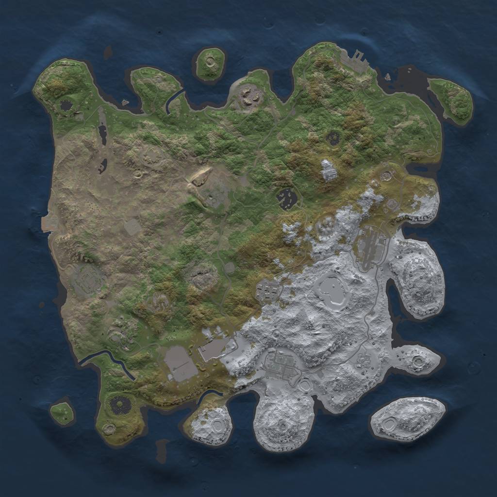 Rust Map: Procedural Map, Size: 3650, Seed: 12429013, 16 Monuments