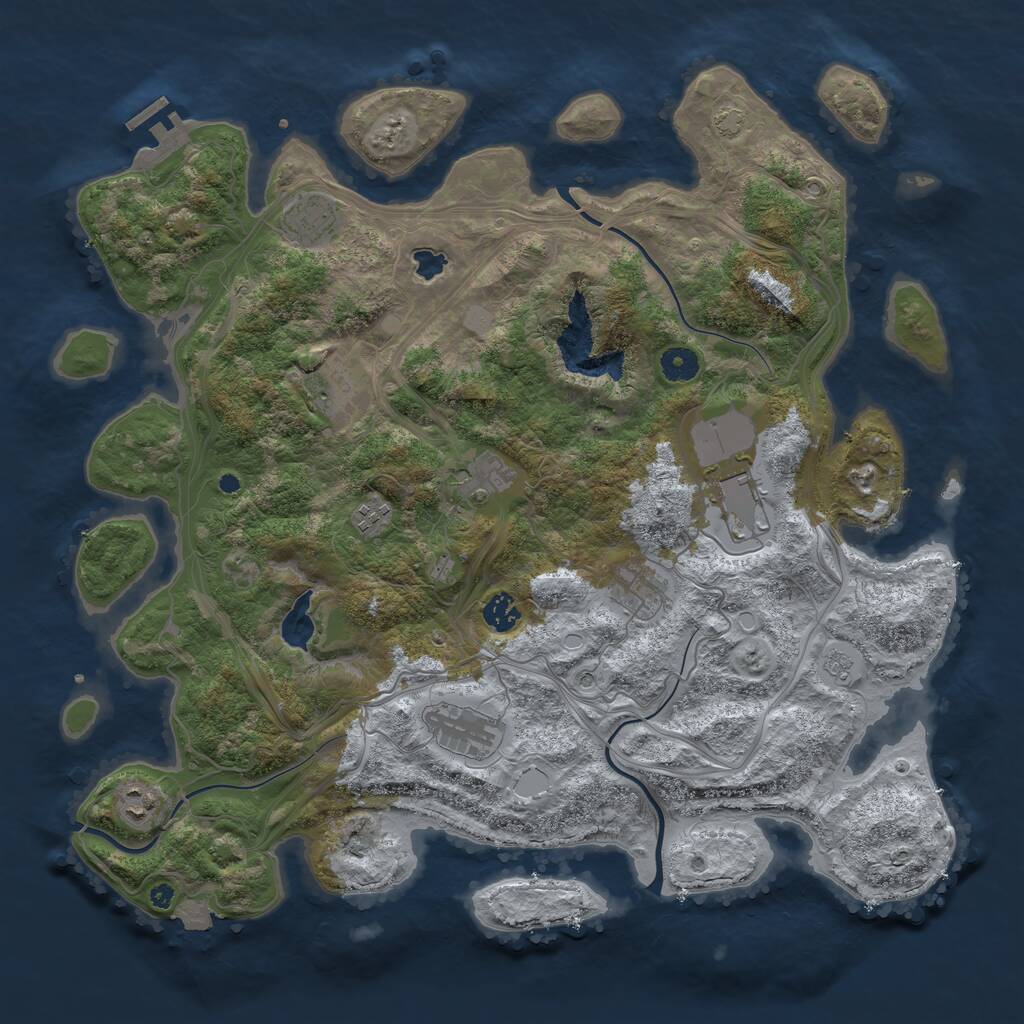 Rust Map: Procedural Map, Size: 4250, Seed: 36132576, 14 Monuments