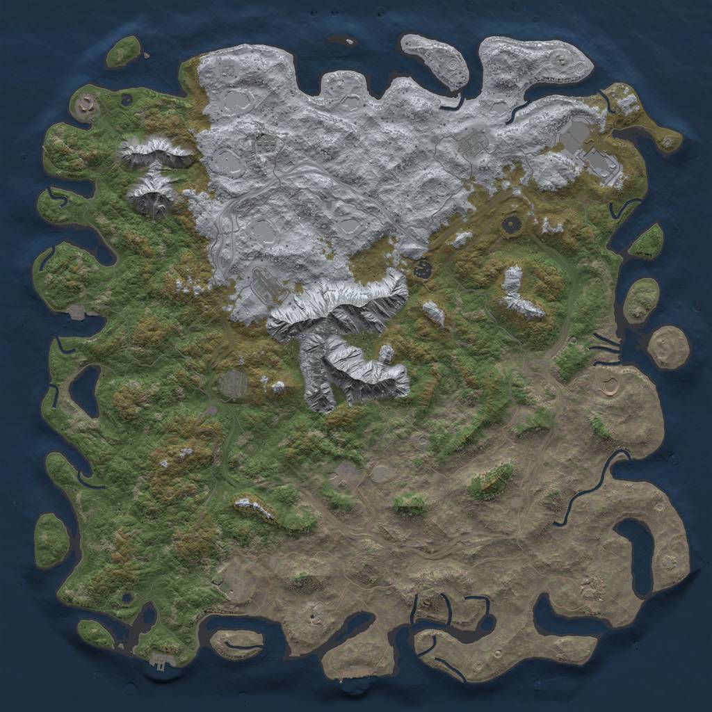 Rust Map: Procedural Map, Size: 6000, Seed: 233749425, 19 Monuments