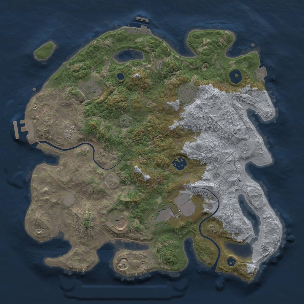 Rust Map: Procedural Map, Size: 3500, Seed: 987387132, 12 Monuments