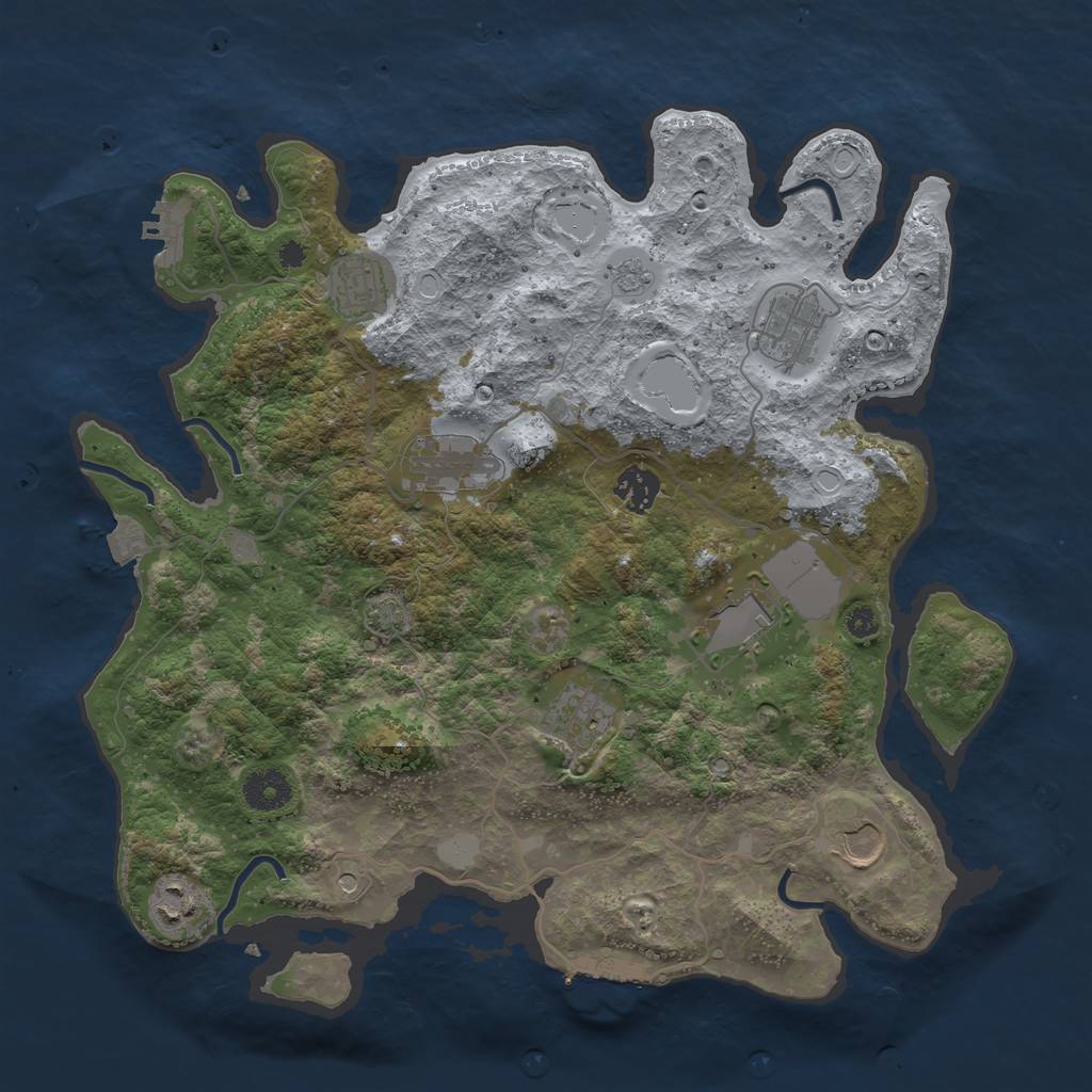Rust Map: Procedural Map, Size: 3650, Seed: 81913244, 16 Monuments