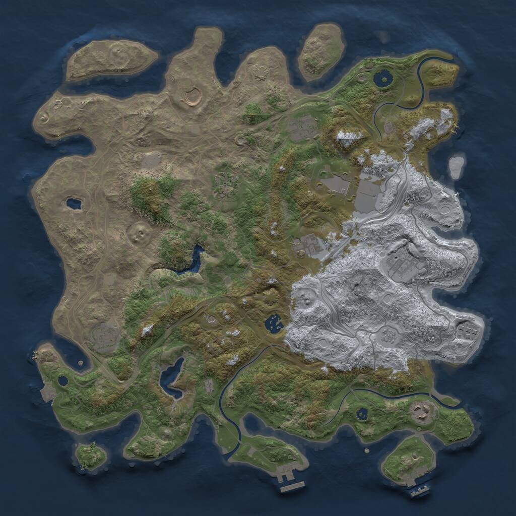 Rust Map: Procedural Map, Size: 4250, Seed: 1245344389, 16 Monuments