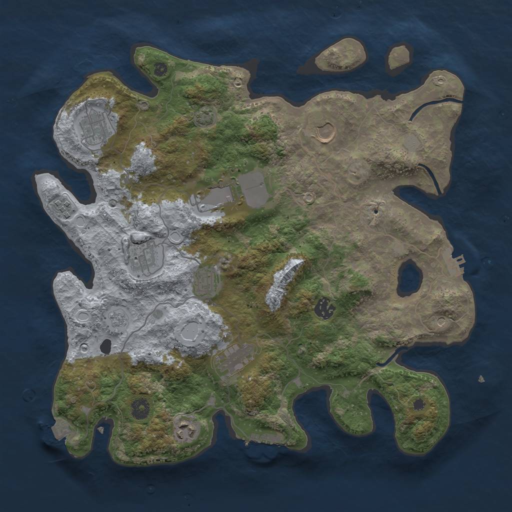 Rust Map: Procedural Map, Size: 3750, Seed: 63492543, 17 Monuments