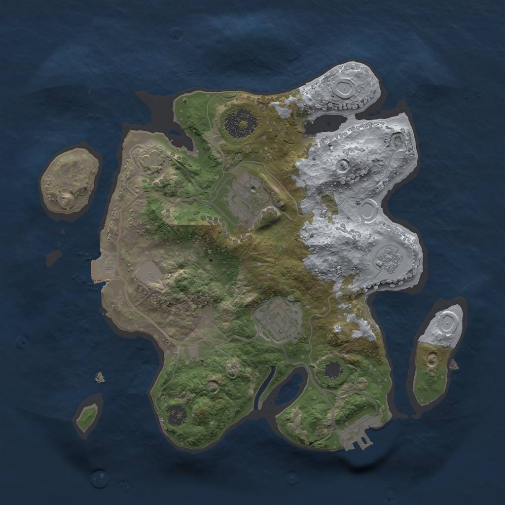 Rust Map: Procedural Map, Size: 2500, Seed: 8041985, 8 Monuments
