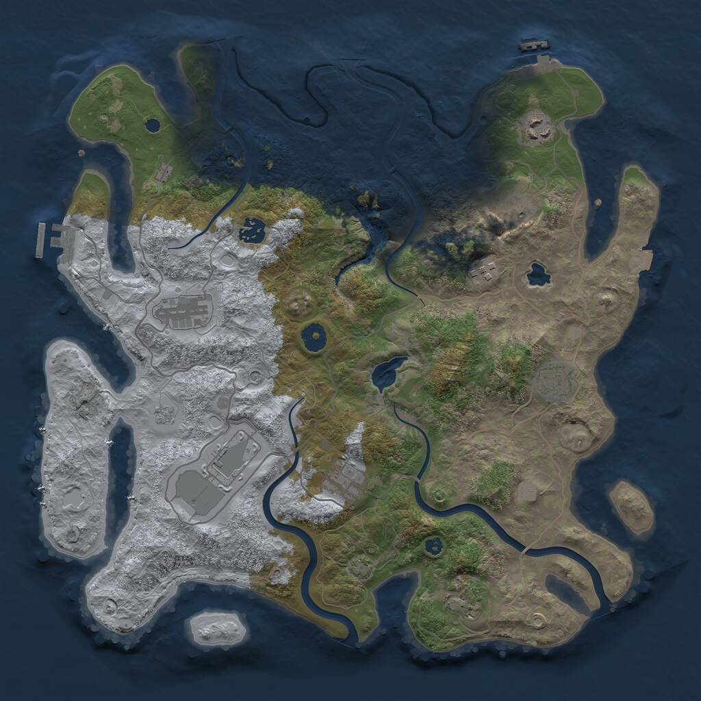 Rust Map: Procedural Map, Size: 4000, Seed: 1597, 15 Monuments