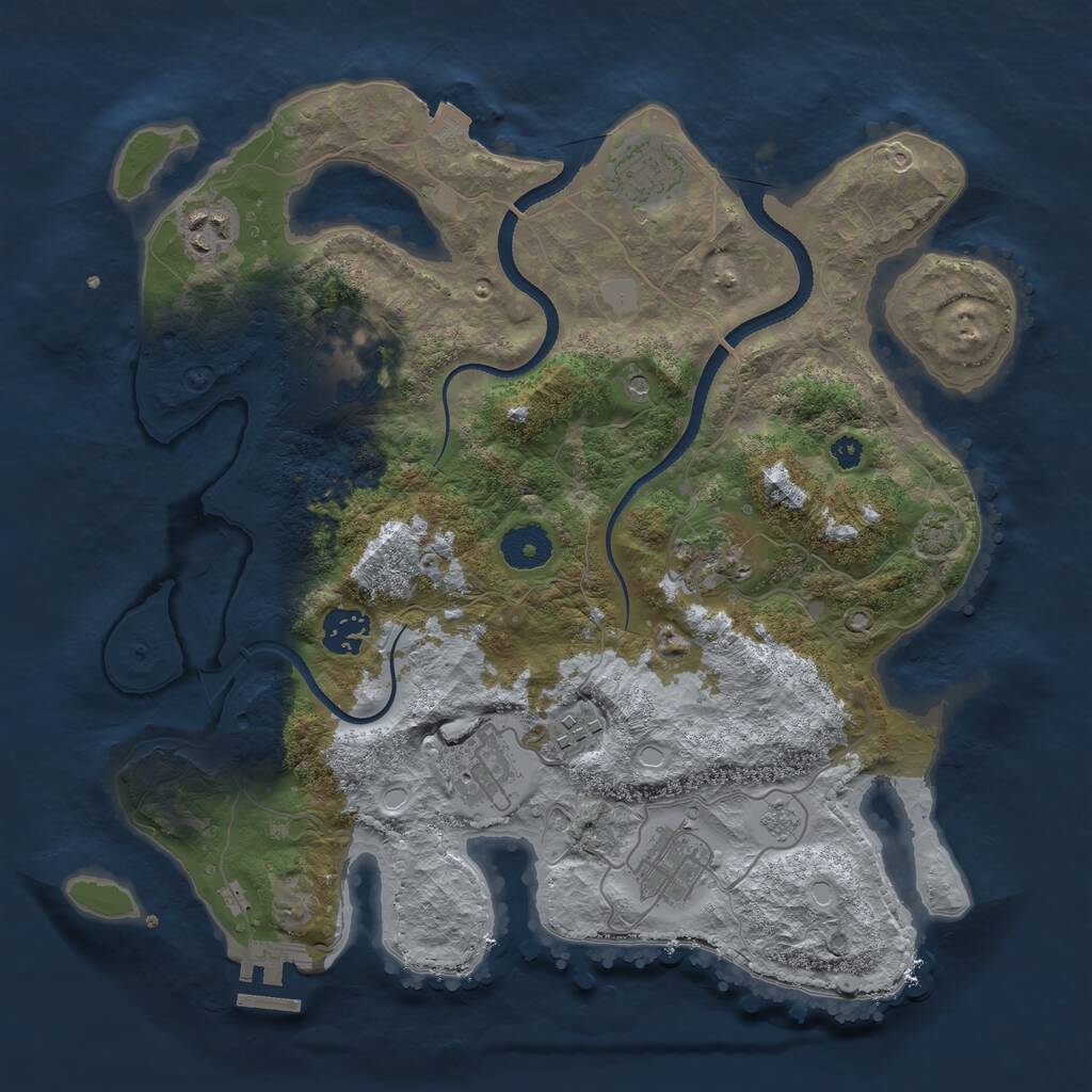 Rust Map: Procedural Map, Size: 3450, Seed: 16420505, 13 Monuments