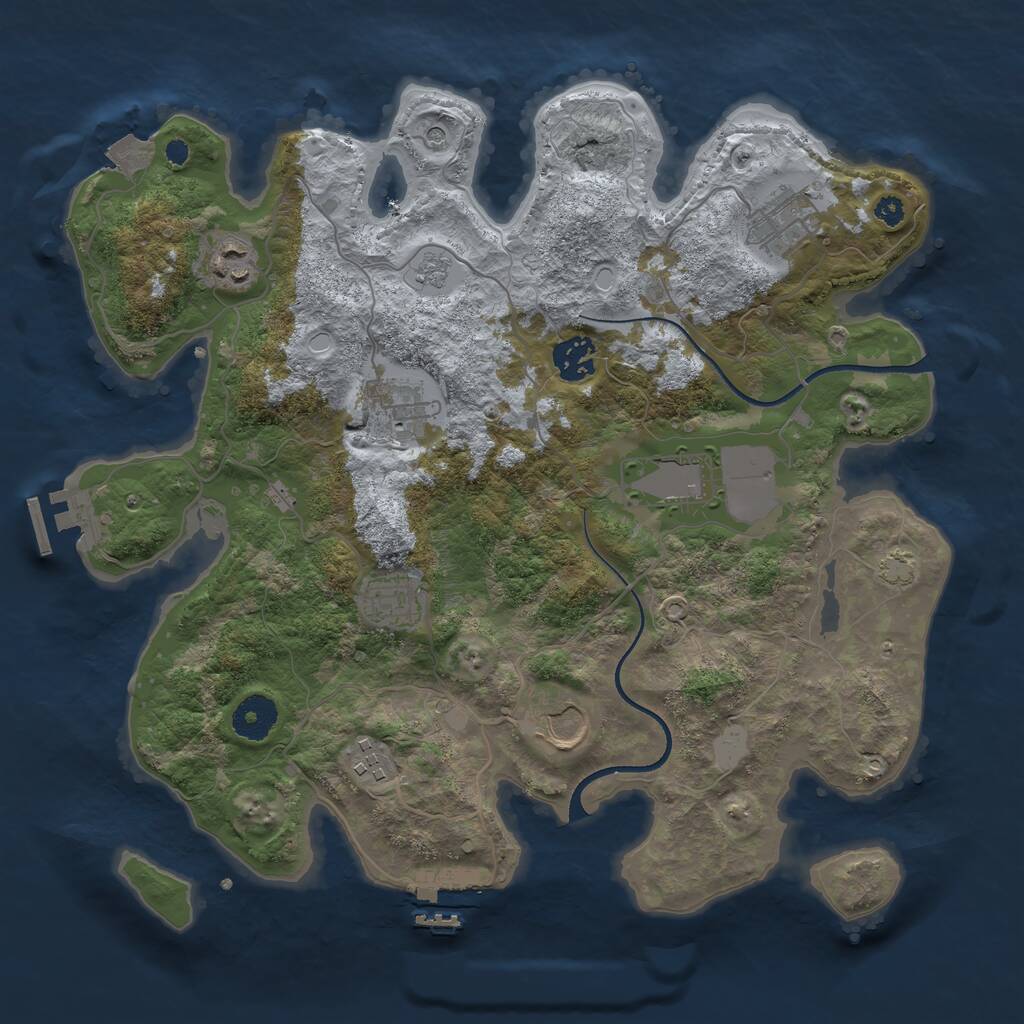 Rust Map: Procedural Map, Size: 3500, Seed: 1557832785, 14 Monuments