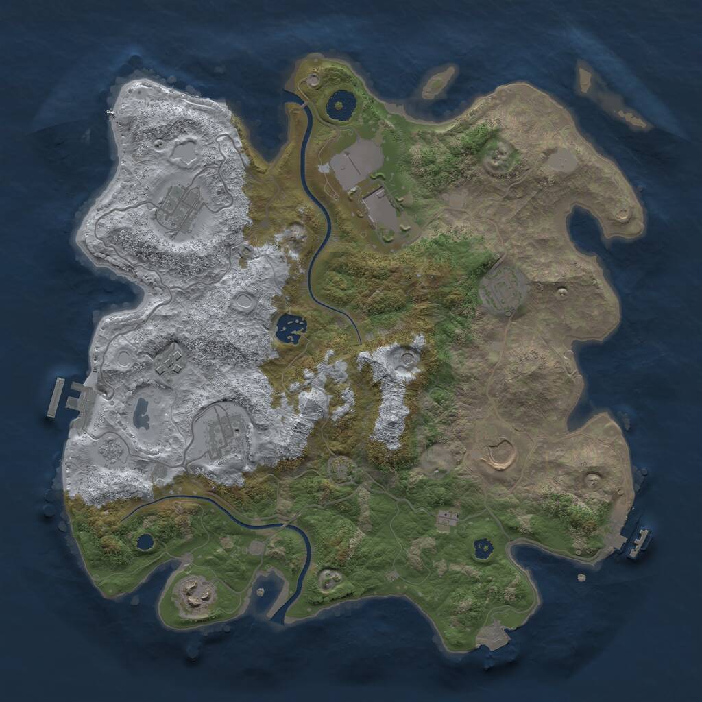 Rust Map: Procedural Map, Size: 3500, Seed: 594467964, 14 Monuments