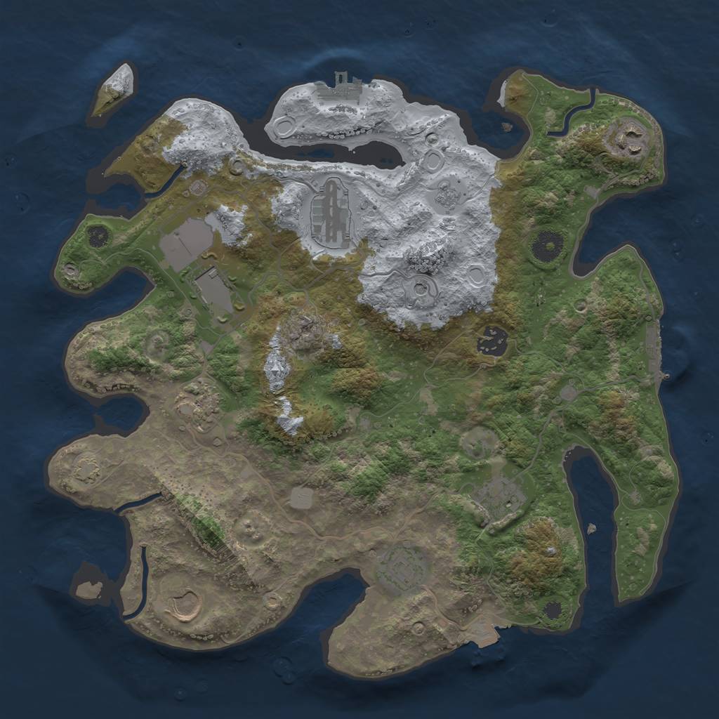 Rust Map: Procedural Map, Size: 3500, Seed: 51320588, 16 Monuments