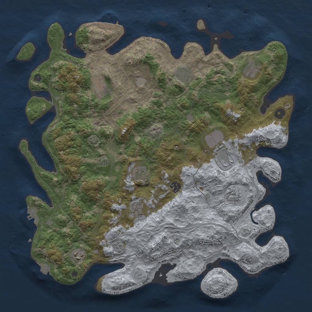 Rust Map: Procedural Map, Size: 4400, Seed: 60003251, 18 Monuments