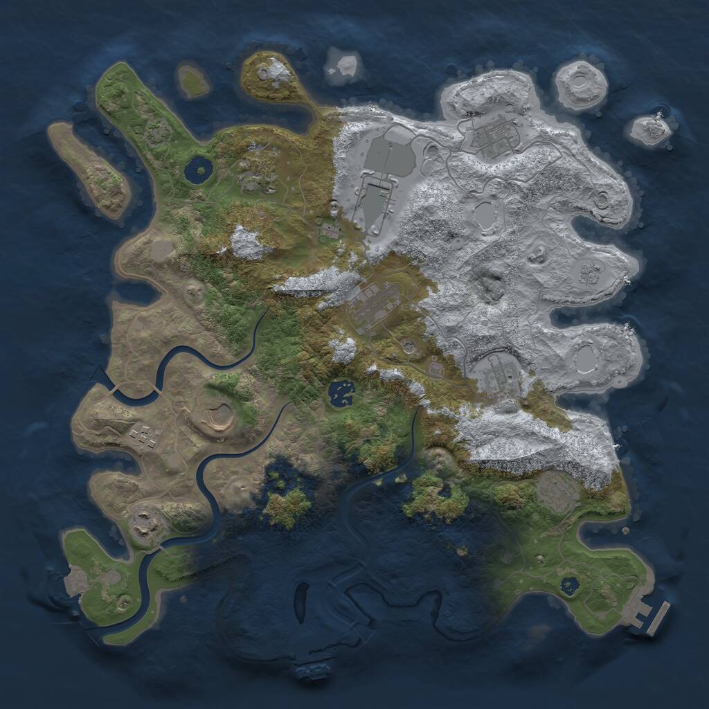Rust Map: Procedural Map, Size: 3850, Seed: 47651956, 16 Monuments