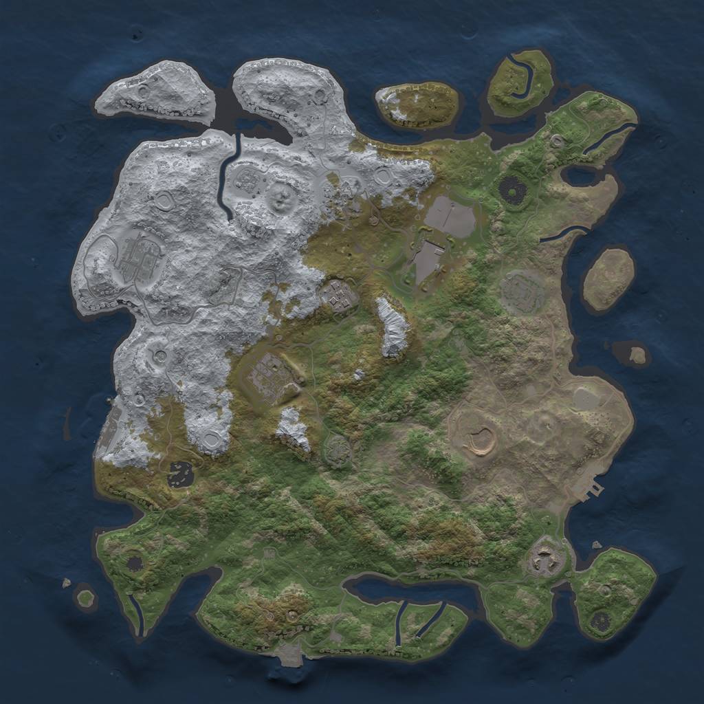 Rust Map: Procedural Map, Size: 3800, Seed: 14847689, 17 Monuments