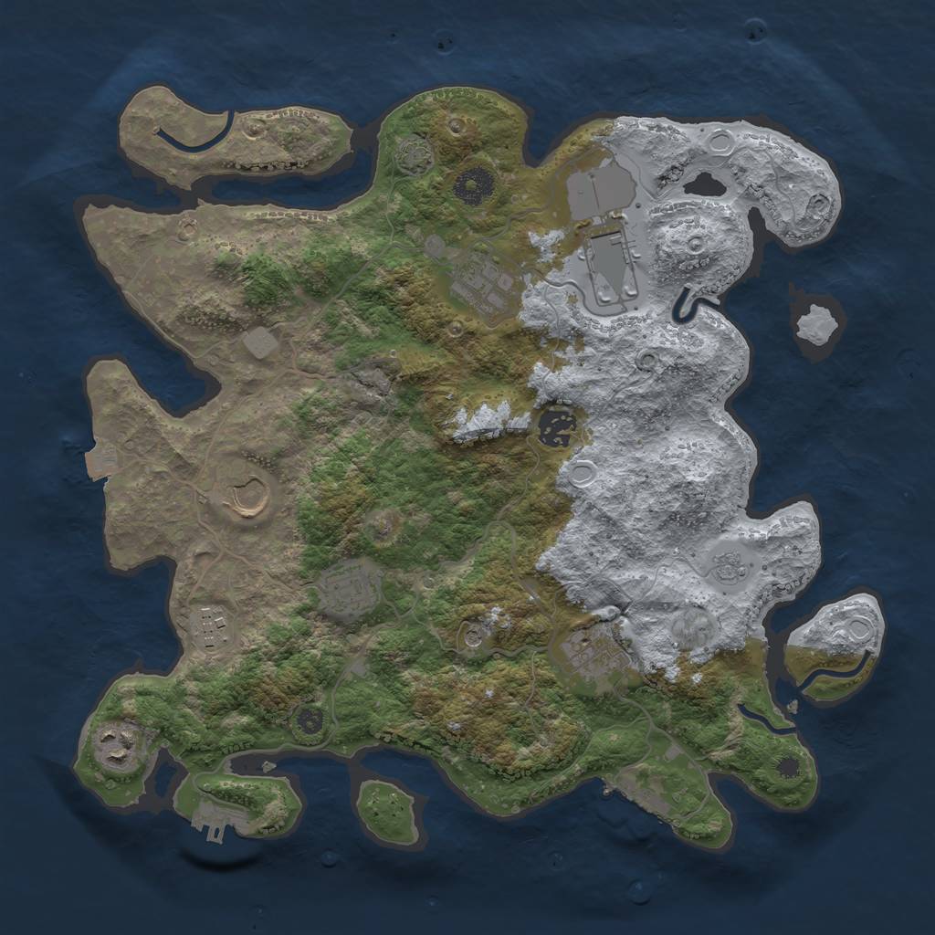Rust Map: Procedural Map, Size: 3600, Seed: 41118556, 16 Monuments